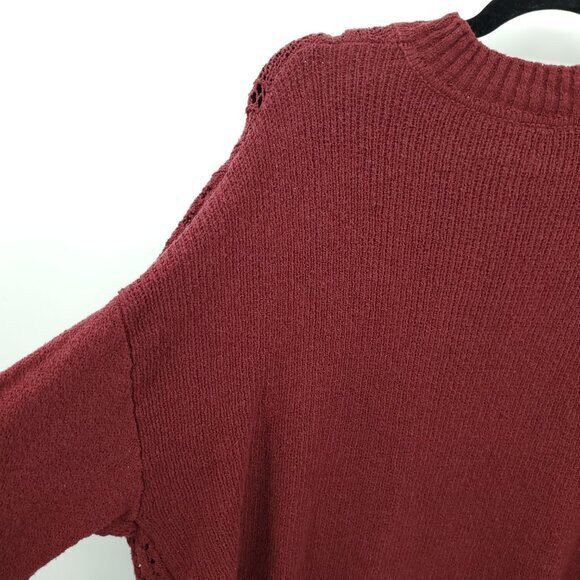 Free People Harper Knit Split Side Tunic Sweater XL Pretty Berry (Red) - Picture 10 of 15